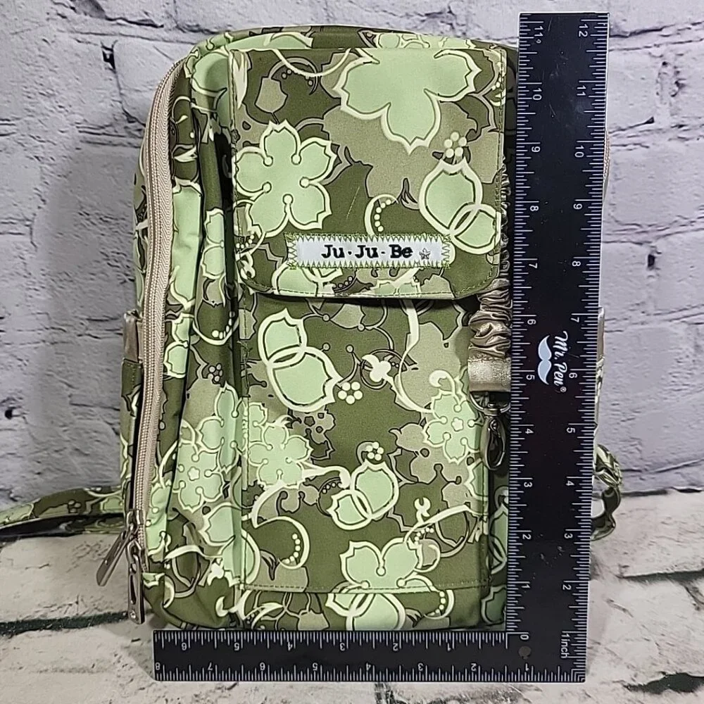 Ju-Ju-Be PackaBe‎ Diaper Bag Backpack Mint Julep Green Print Multi-Pocket